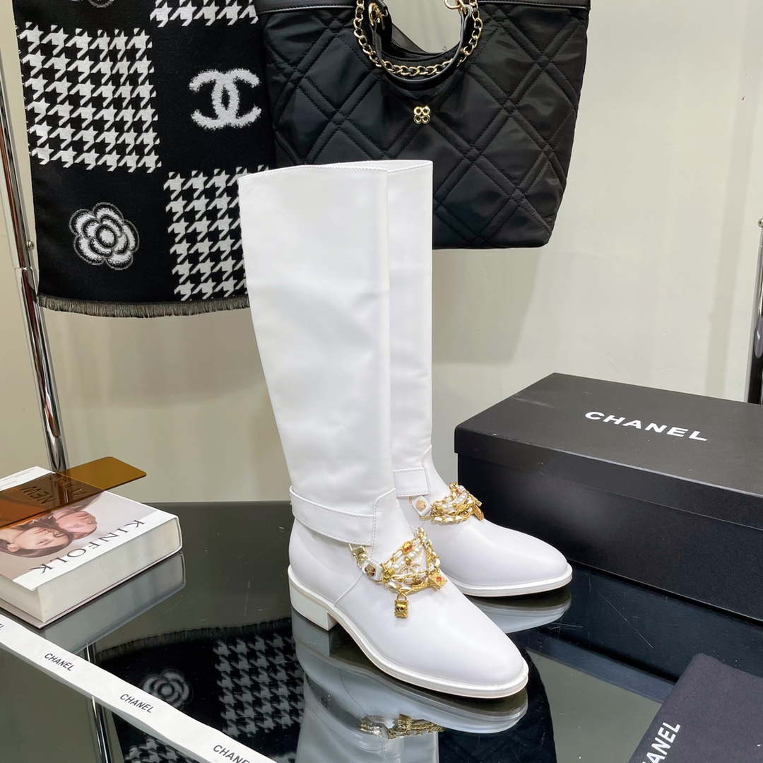 Chanel Women's Shoes Classcal Chain High Boots G38822 | chanel womens shoes classcal chain high boots g38822 005