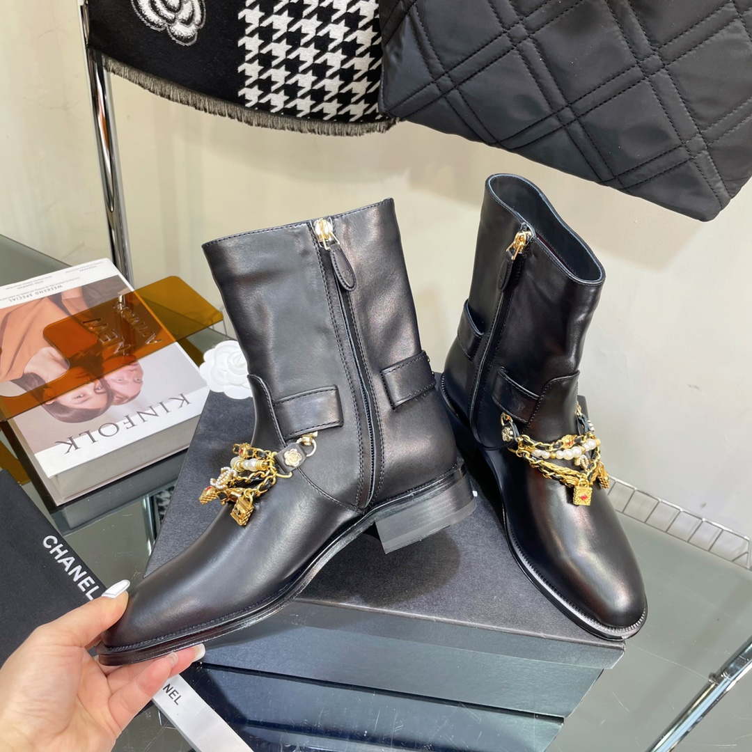 Chanel Women's Shoes Classcal Chain Hight Boots 190797 | chanel womens shoes classcal chain hight boots 190797 004