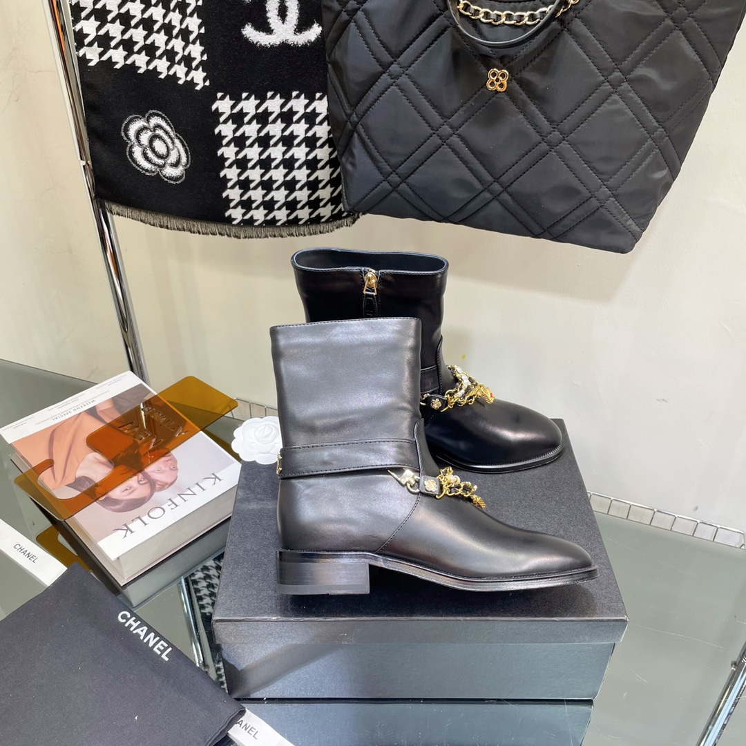 Chanel Women's Shoes Classcal Chain Hight Boots 190797 | chanel womens shoes classcal chain hight boots 190797 006