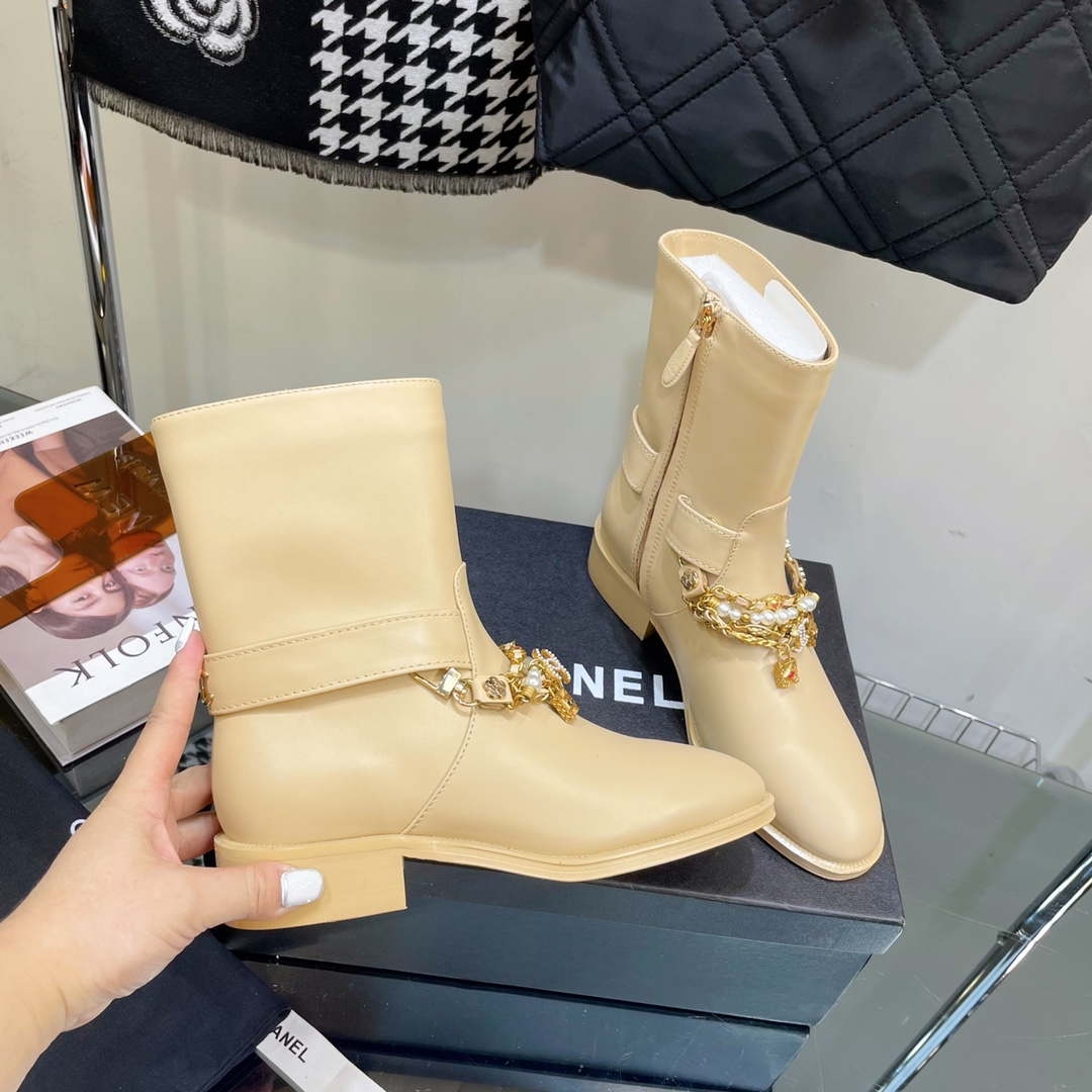 Chanel Women's Shoes Classcal Chain Hight Boots 190798 | chanel womens shoes classcal chain hight boots 190798 004