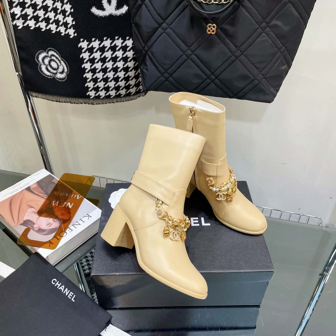 Chanel Women's Shoes Classcal Chain Hight Boots 190803 | chanel womens shoes classcal chain hight boots 190803 002