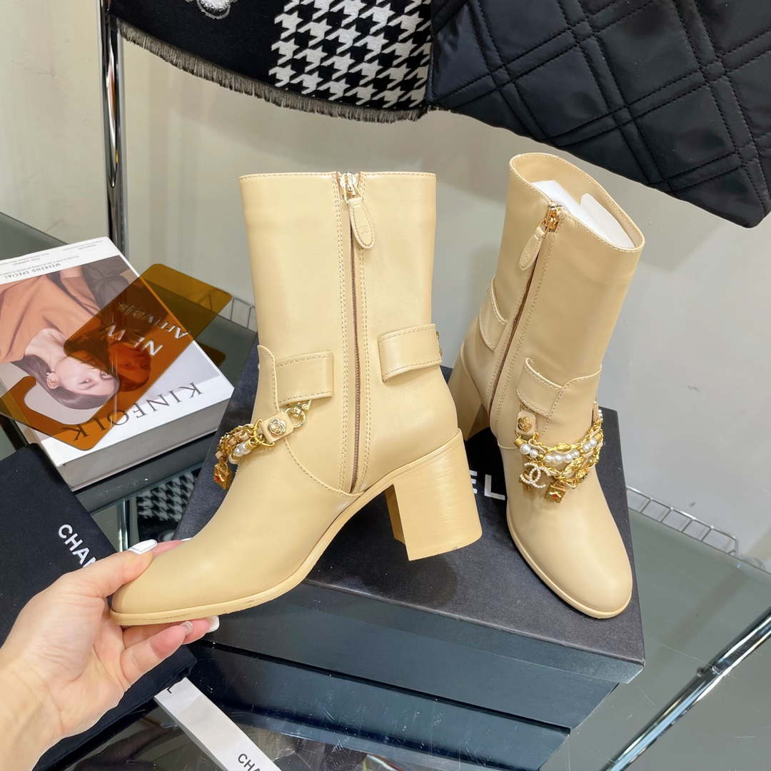 Chanel Women's Shoes Classcal Chain Hight Boots 190803 | chanel womens shoes classcal chain hight boots 190803 004