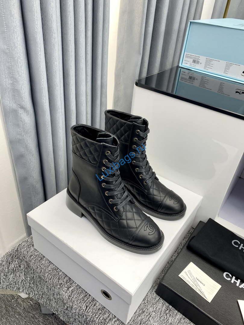 Chanel Women's Shoes G39162 Y55902 94305 Ankle Boots Lace-Ups 189735 | chanel womens shoes g39162 y55902 94305 ankle boots lace ups 189735 002