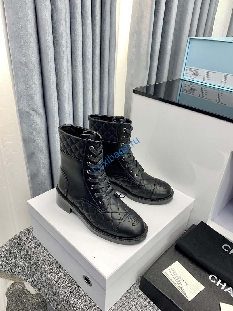 Chanel Women's Shoes G39162 Y55902 94305 Ankle Boots Lace-Ups 189735 | chanel womens shoes g39162 y55902 94305 ankle boots lace ups 189735 004