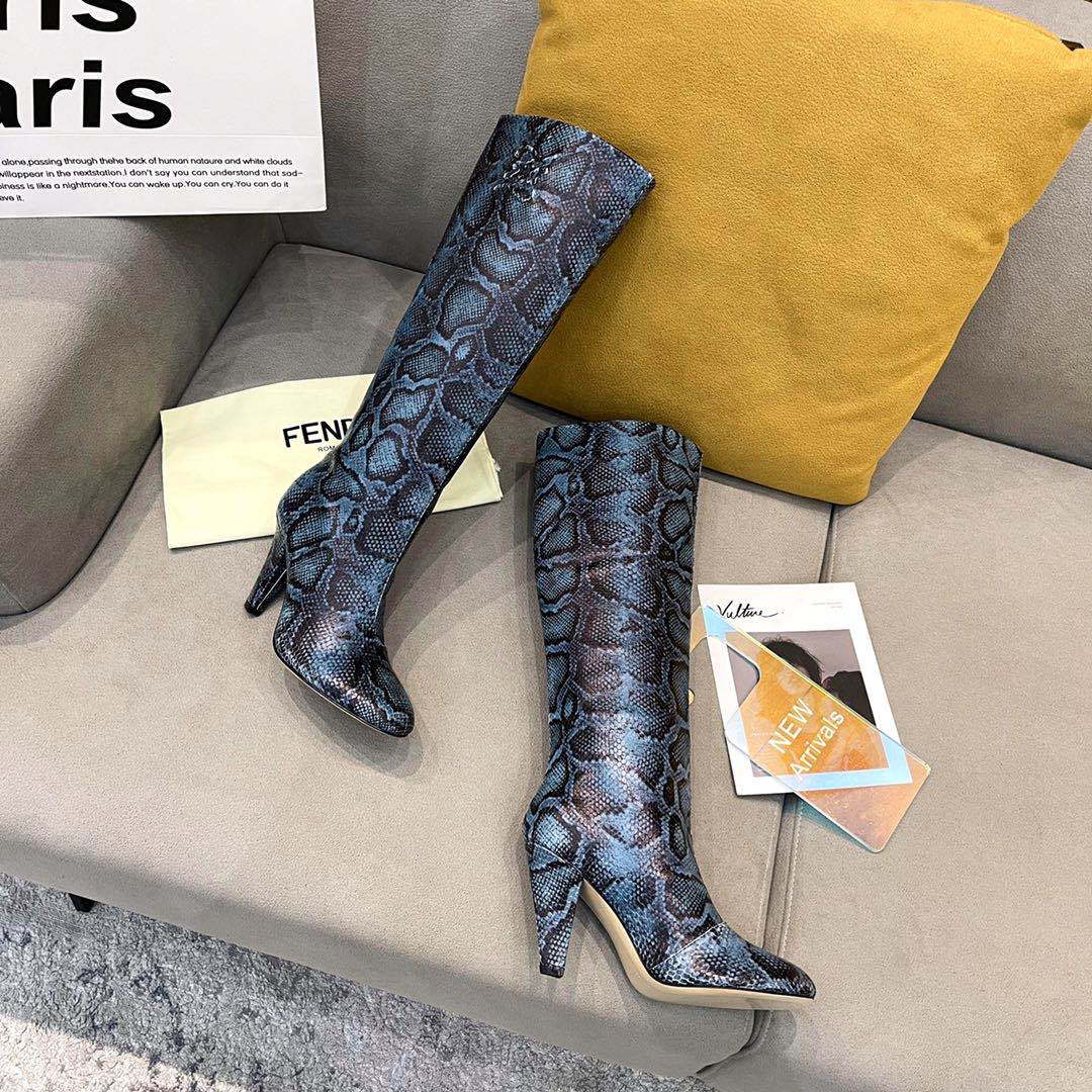 Fendi Women Shoes Cut Brown leather high-heeled boots 192491 | fendiwomenshoesrockokoboots192491 003