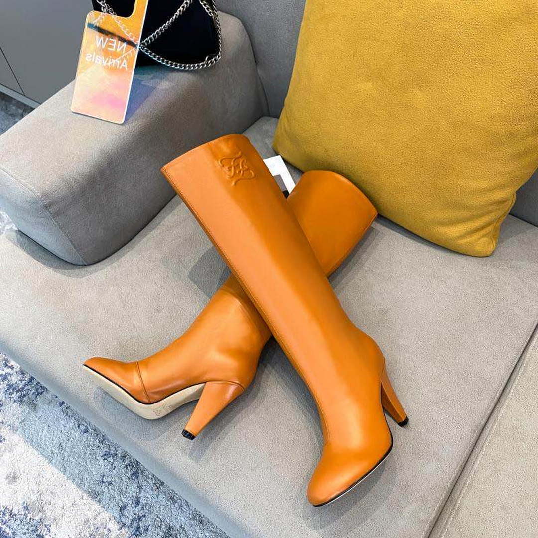 Fendi Women Shoes Cut Brown leather high-heeled boots 192495 | fendiwomenshoesrockokoboots192495 008