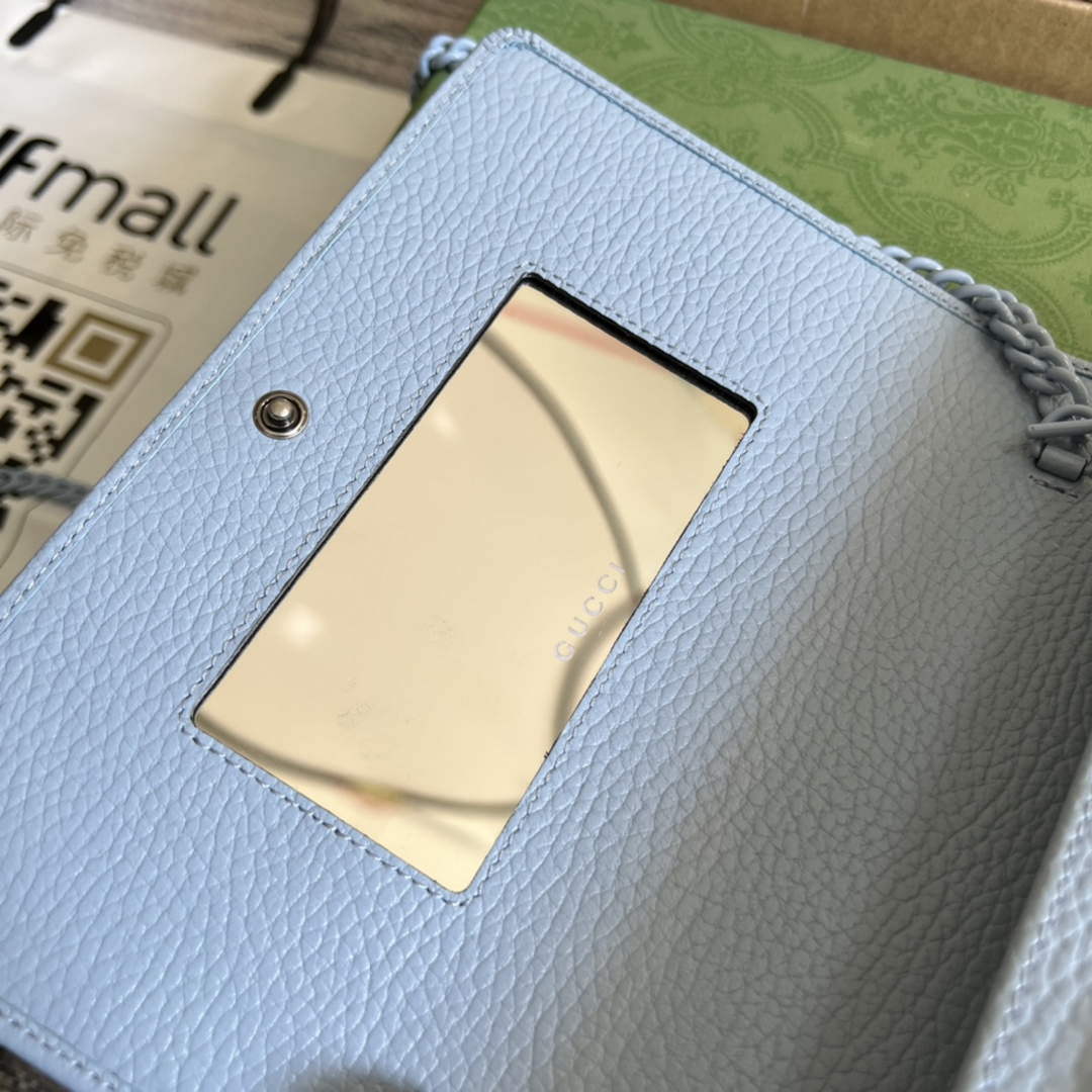 Gucci 497985 GG Marmont Leather Mini Chain Bag Pale blue | gucci 497985 gg marmont leather mini chain bag pale blue 008