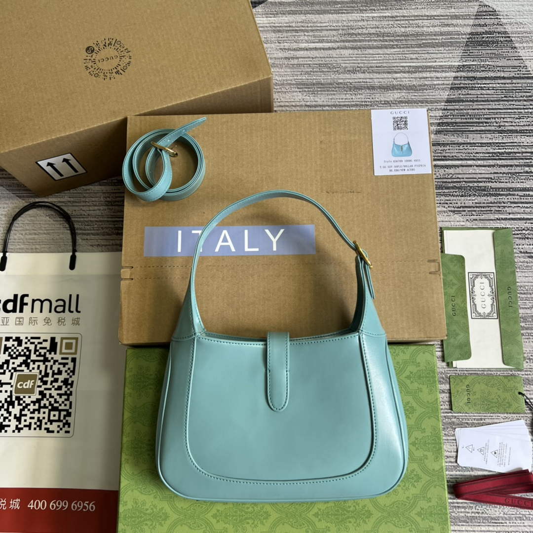 Gucci 636709 Jackie 1961 Small Shoulder Bag Light blue | gucci 636709 jackie 1961 small natural grain bag light blue 002