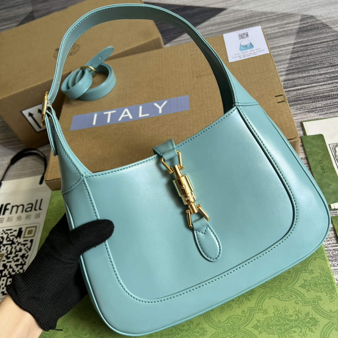 Gucci 636709 Jackie 1961 Small Shoulder Bag Light blue | gucci 636709 jackie 1961 small natural grain bag light blue 004