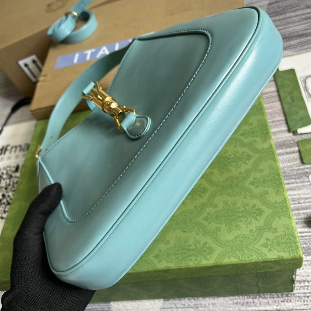 Gucci 636709 Jackie 1961 Small Shoulder Bag Light blue | gucci 636709 jackie 1961 small natural grain bag light blue 005