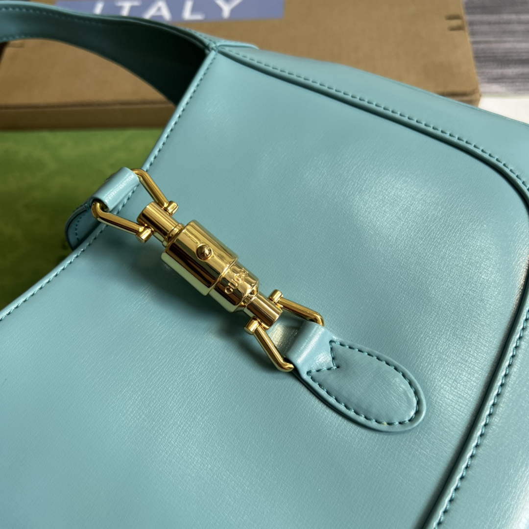Gucci 636709 Jackie 1961 Small Shoulder Bag Light blue | gucci 636709 jackie 1961 small natural grain bag light blue 006