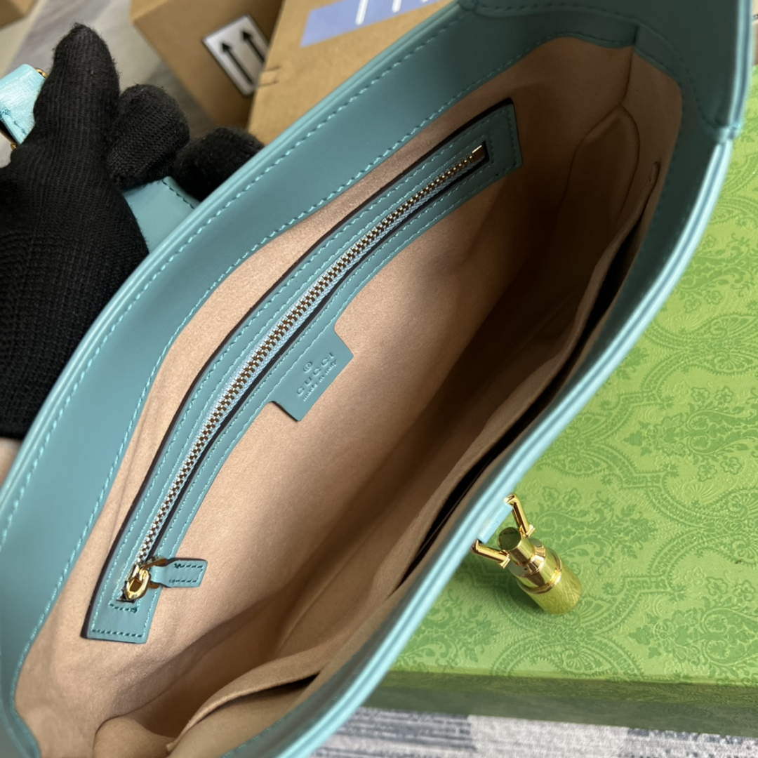 Gucci 636709 Jackie 1961 Small Shoulder Bag Light blue | gucci 636709 jackie 1961 small natural grain bag light blue 008