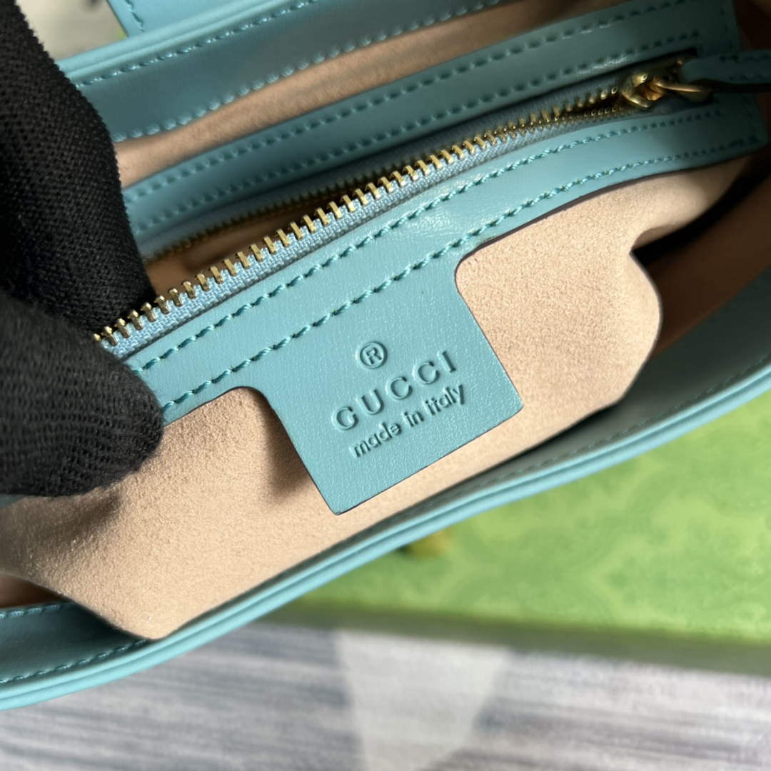 Gucci 636709 Jackie 1961 Small Shoulder Bag Light blue | gucci 636709 jackie 1961 small natural grain bag light blue 009