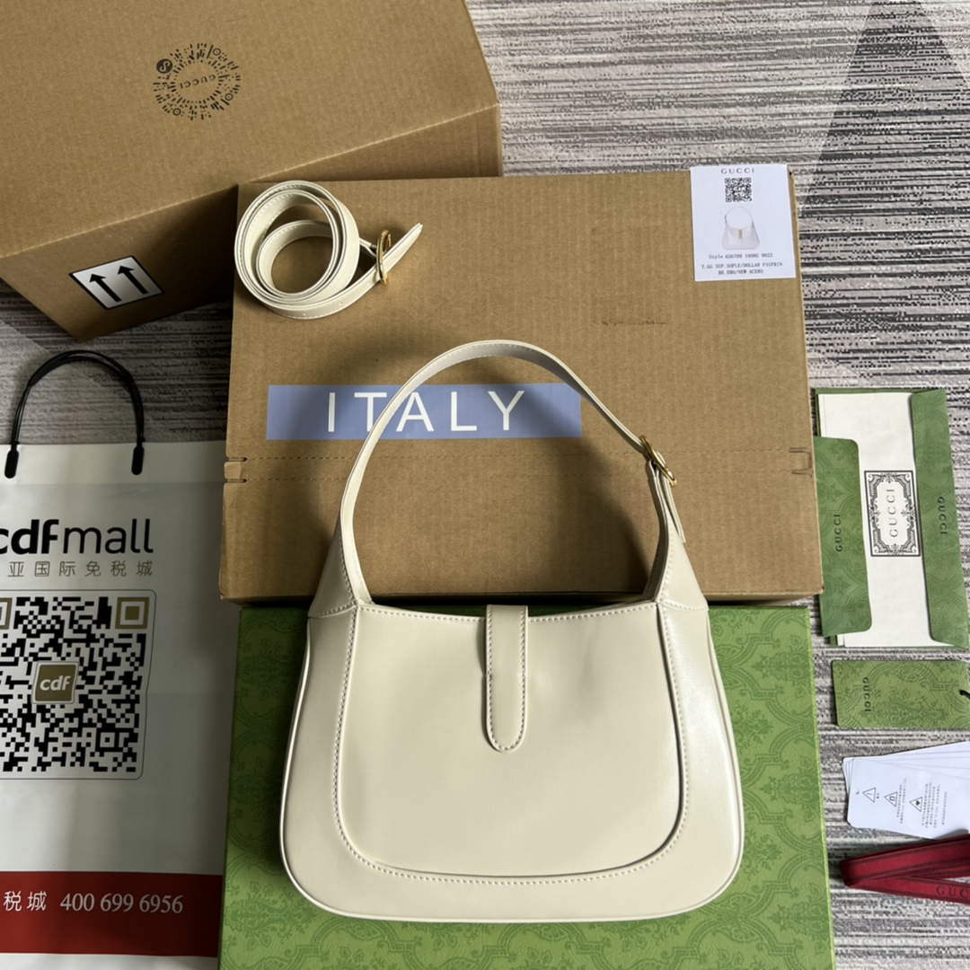 Gucci 636709 Jackie 1961 Small Shoulder Bag White | gucci 636709 jackie 1961 small natural grain bag white 002