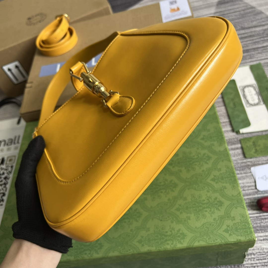 Gucci 636709 Jackie 1961 Small Shoulder Bag Yellow | gucci 636709 jackie 1961 small natural grain bag yellow 006