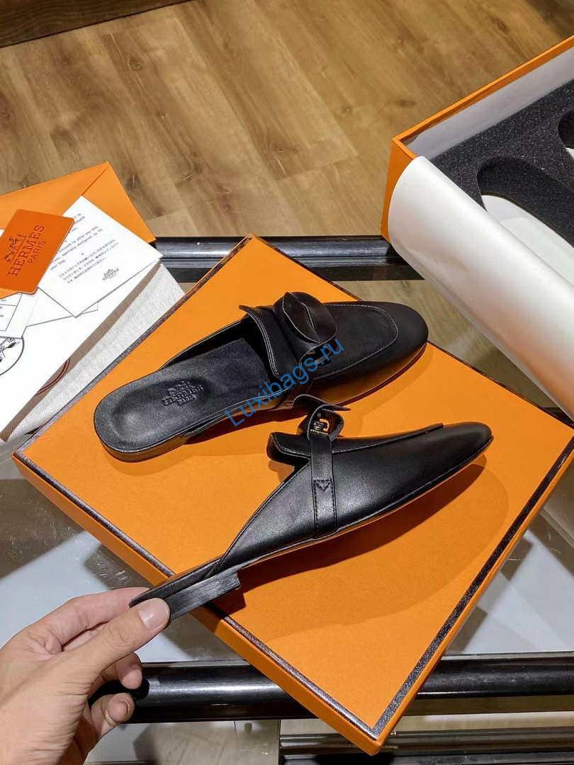 Hermes H212296Zv02355 Oz Flat mules Black | hermes h212296zv02355 oz flat mules black 004