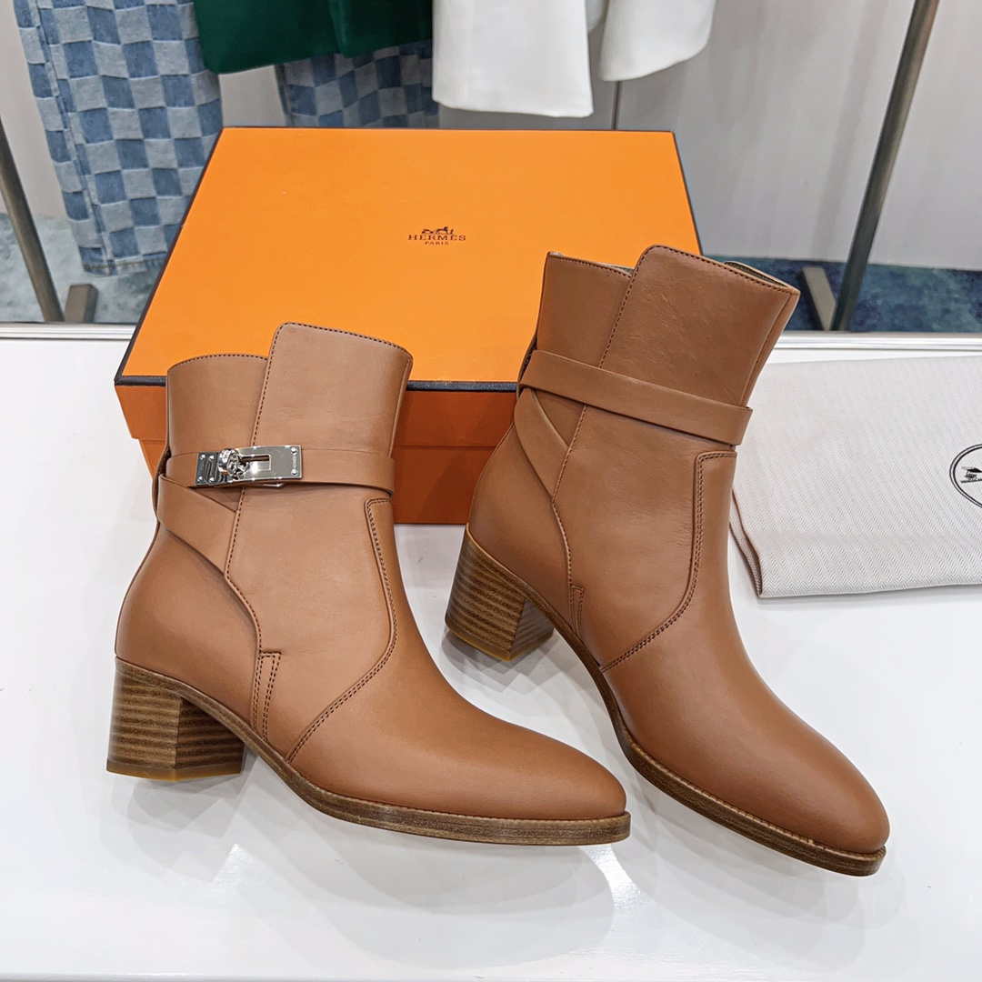 Hermes H222092Z A3360 Frenchie 50 ankle boot Brown | hermes h222091z a3360 frenchie 50 ankle boot brown 002
