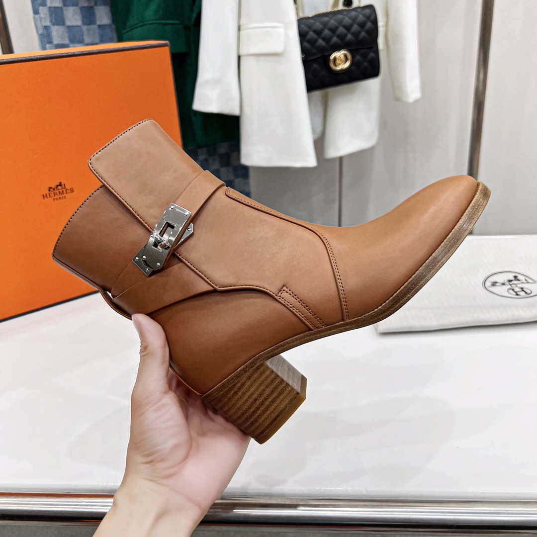 Hermes H222092Z A3360 Frenchie 50 ankle boot Brown | hermes h222091z a3360 frenchie 50 ankle boot brown 005