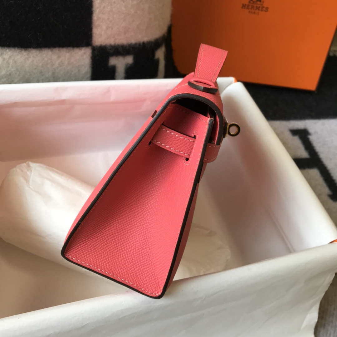 Hermes Mini Kelly Pouchette H230225 Epsom Leather Elipstick powder | hermes mini kelly pouchette h230225 epsom leather pink 005