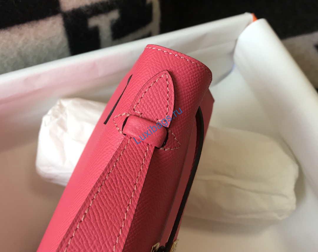 Hermes Mini Kelly Pouchette H230225 Epsom Leather Elipstick powder | hermes mini kelly pouchette h230225 epsom leather pink 007