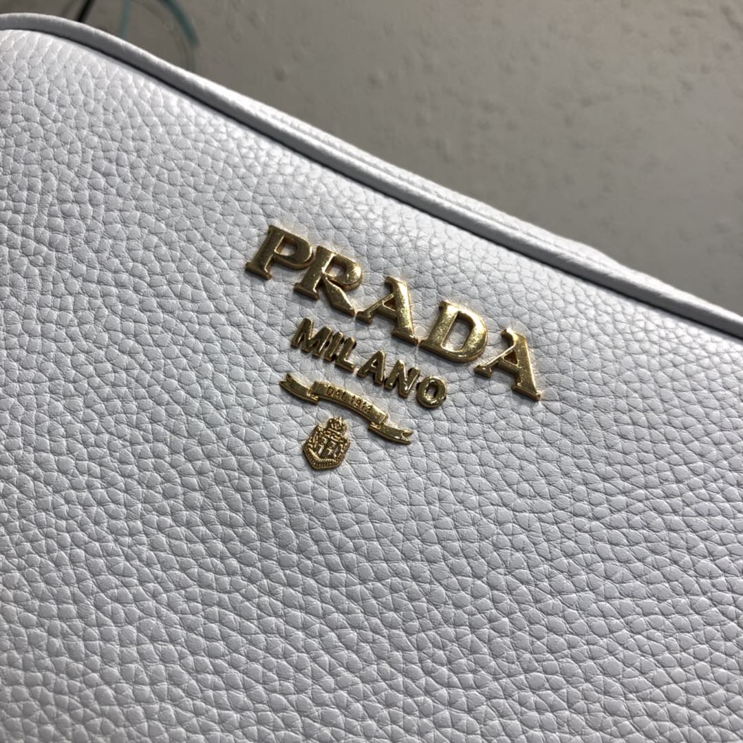 Prada 1BH082 Leather bag with shoulder strap White Gold | prada 1bh082 leather bag with shoulder strap white gold 005