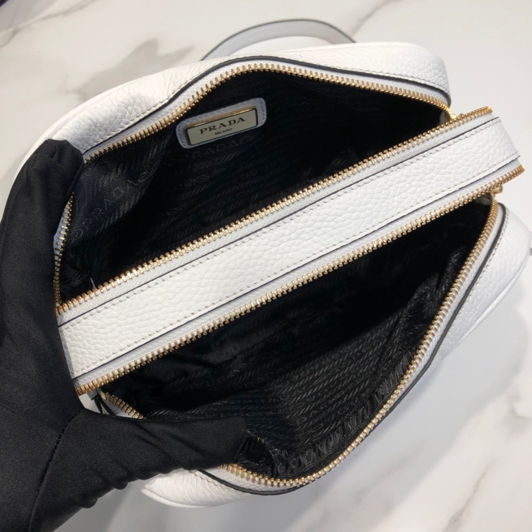 Prada 1BH082 Leather bag with shoulder strap White Gold | prada 1bh082 leather bag with shoulder strap white gold 006