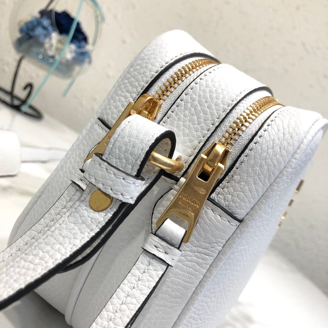Prada 1BH082 Leather bag with shoulder strap White Gold | prada 1bh082 leather bag with shoulder strap white gold 008