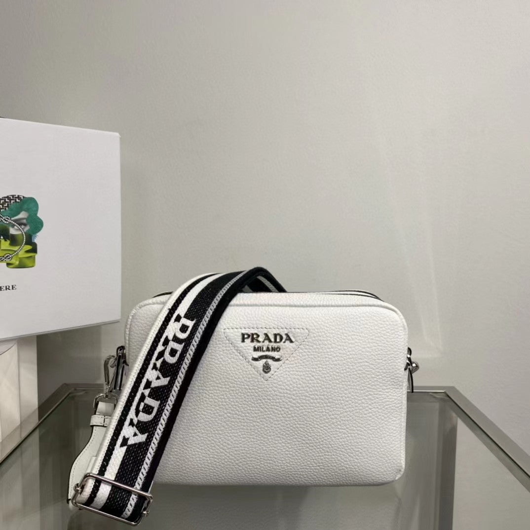 Prada 1BH082 Leather bag with shoulder strap White Gold | prada 1bh082 leather bag with shoulder strap white gold 010