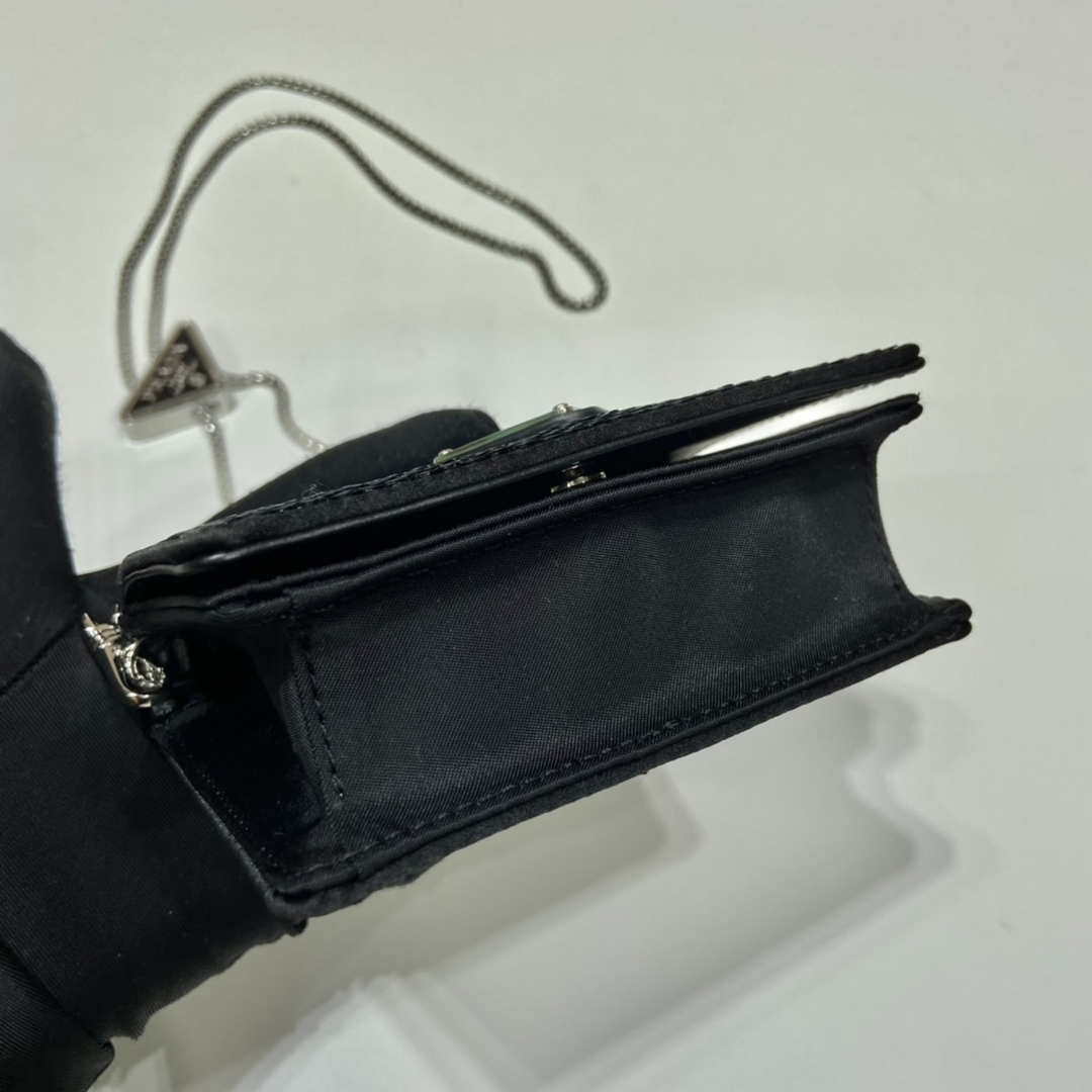 Prada sequins-studded card holder with shoulder strap 1MR024 Black | prada sequins studded card holder with shoulder strap 1mr024 black 006
