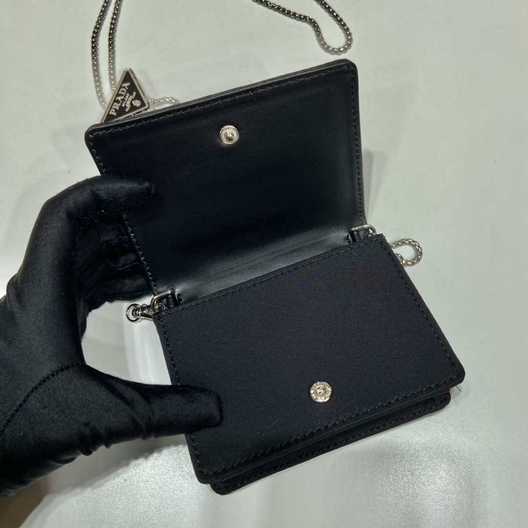 Prada sequins-studded card holder with shoulder strap 1MR024 Black | prada sequins studded card holder with shoulder strap 1mr024 black 007