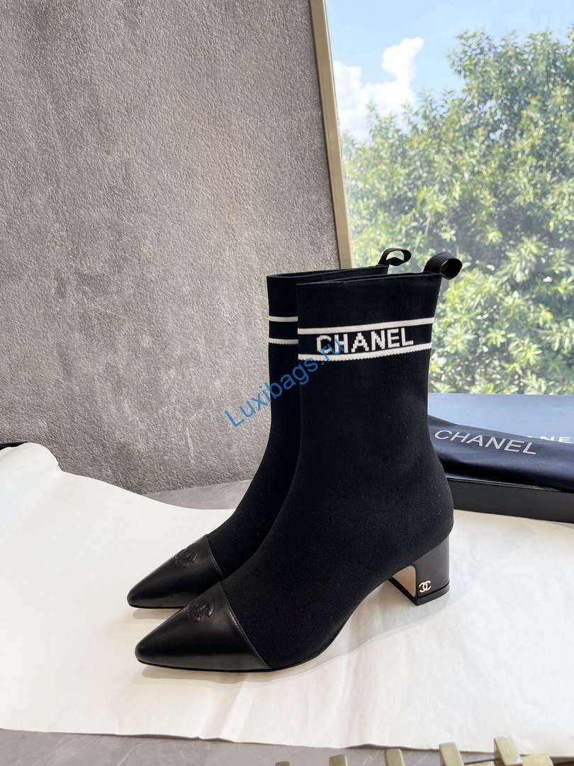 Chanel Women's Shoes Elastic Knitting Ankle Boots 193736 | chanel womens shoes elastic knitting ankle boots 193736 002