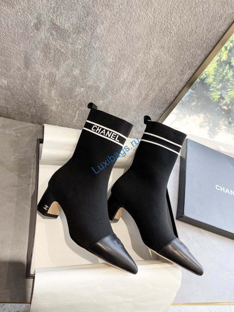 Chanel Women's Shoes Elastic Knitting Ankle Boots 193736 | chanel womens shoes elastic knitting ankle boots 193736 009