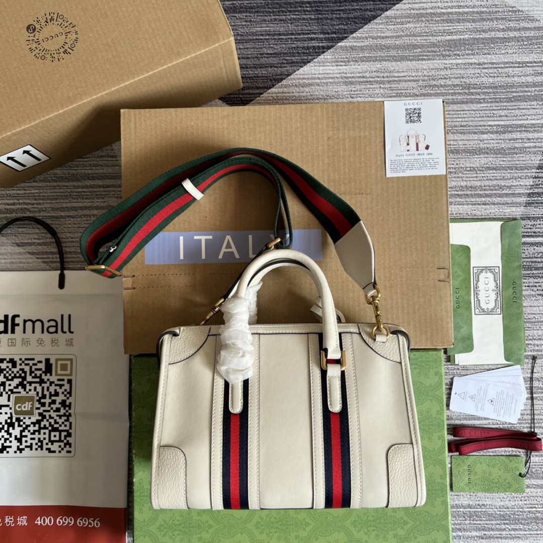 Gucci 715772 Small top handle bag with Double G White | gucci 715772 small top handle bag with double g white 002