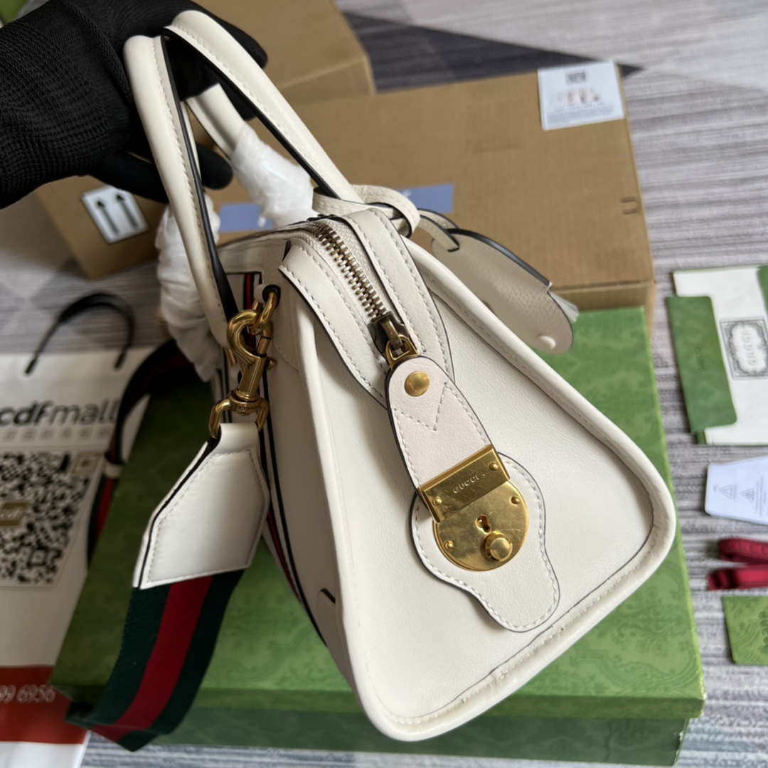 Gucci 715772 Small top handle bag with Double G White | gucci 715772 small top handle bag with double g white 003