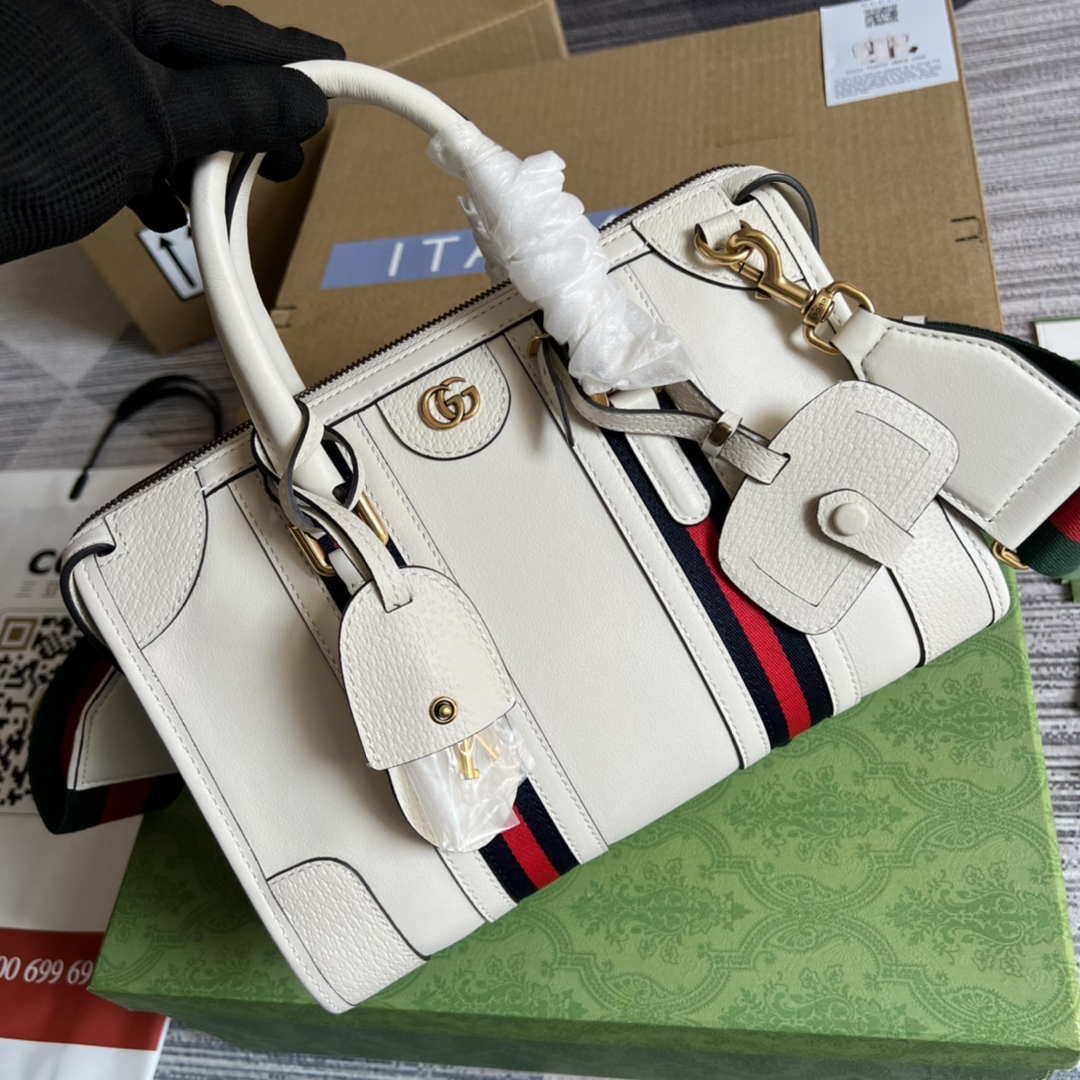 Gucci 715772 Small top handle bag with Double G White | gucci 715772 small top handle bag with double g white 004