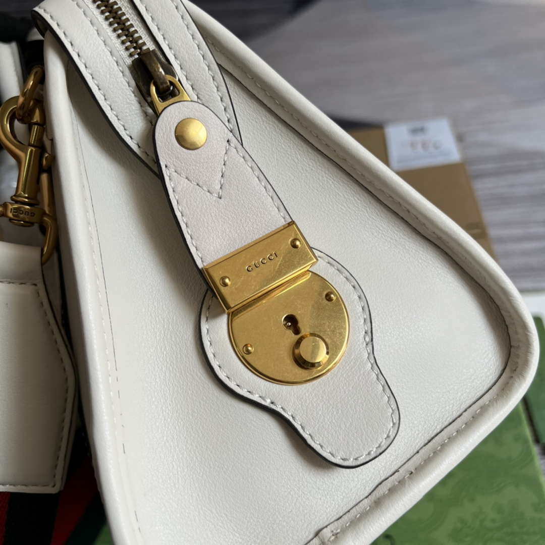 Gucci 715772 Small top handle bag with Double G White | gucci 715772 small top handle bag with double g white 008