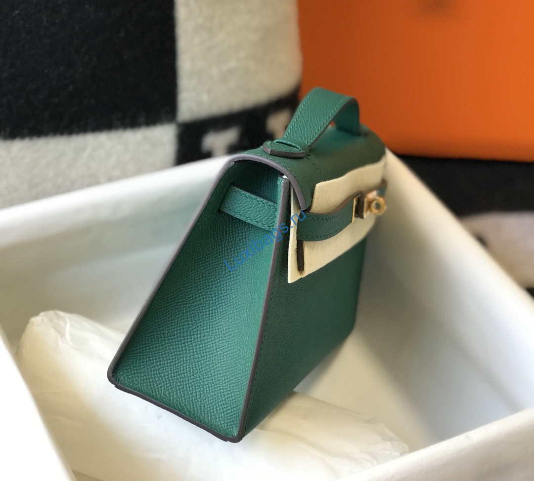 Hermes Mini Kelly Pouchette Epsom Leather H230242 Green | hermes mini kelly pouchette epsom leather h230242 gold 003