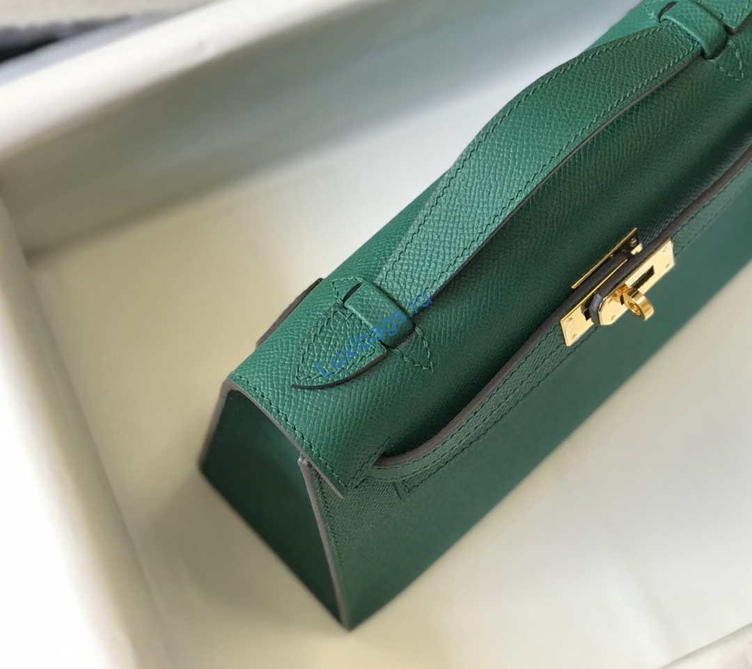 Hermes Mini Kelly Pouchette Epsom Leather H230242 Green | hermes mini kelly pouchette epsom leather h230242 gold 005