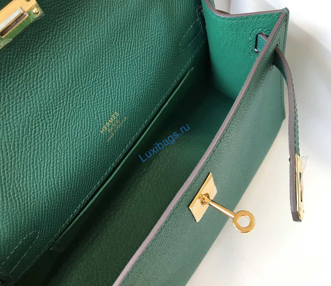 Hermes Mini Kelly Pouchette Epsom Leather H230242 Green | hermes mini kelly pouchette epsom leather h230242 gold 009