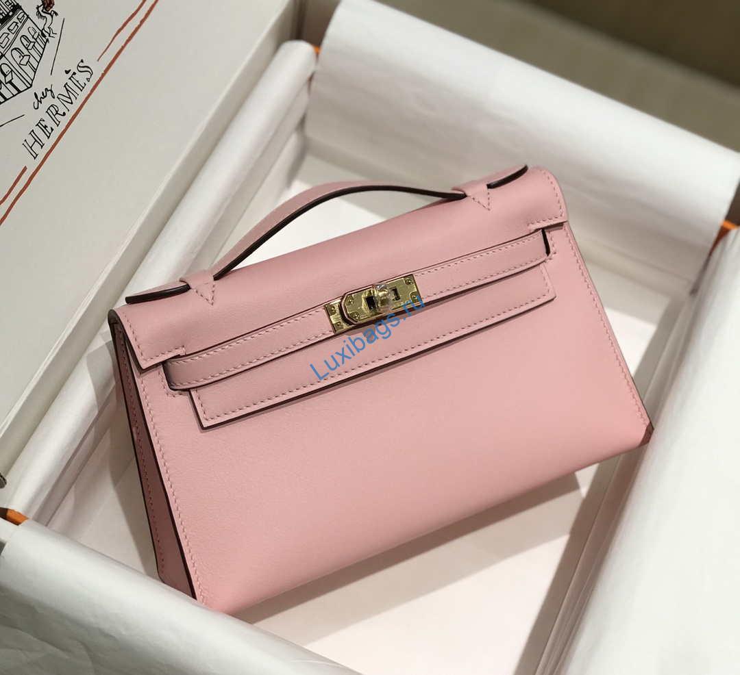 Hermes Kelly Pouchette Swift Leather clutch bag Gold H230251 | hermes mini kelly pouchette swift leather clutch bag silver h230250 121