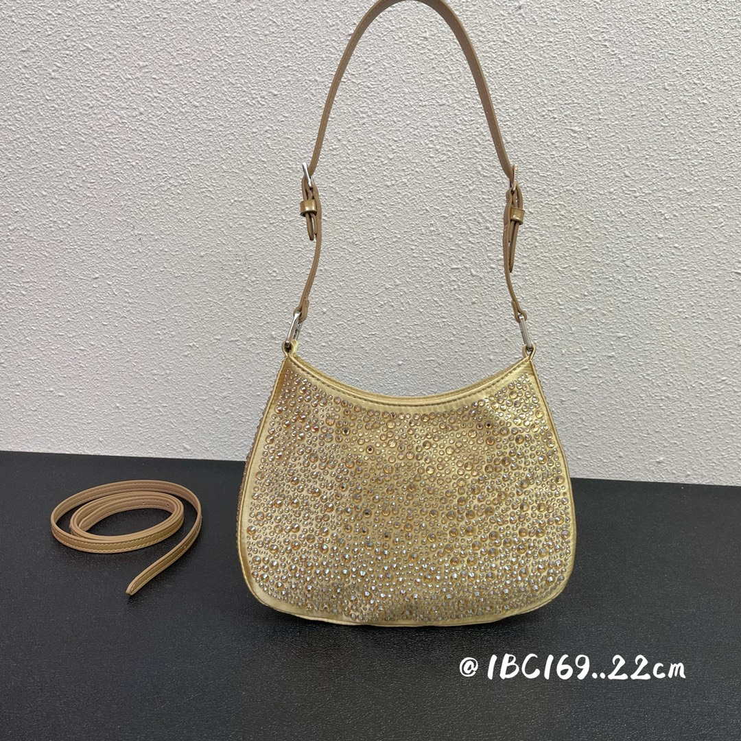 Prada 1BC169 Prada Cleo satin bag with appliqués Gold | prada 1bc169 prada cleo satin bag with appliques gold 003