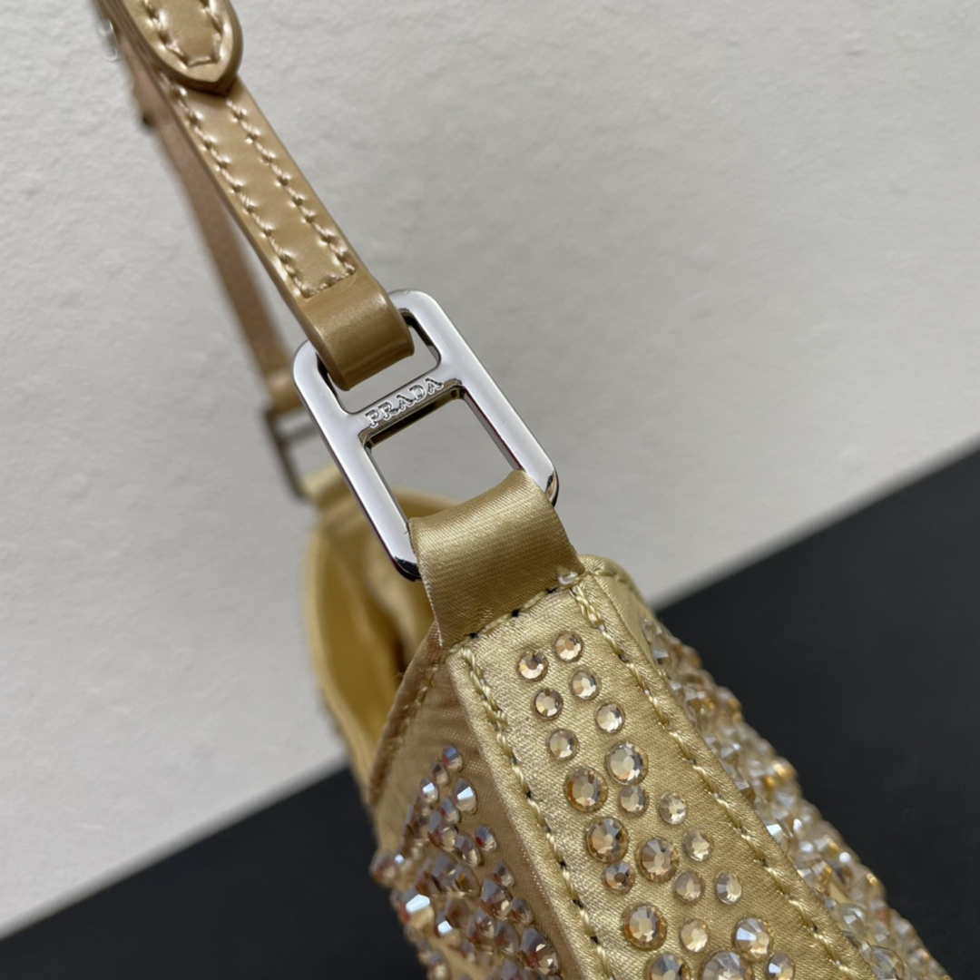 Prada 1BC169 Prada Cleo satin bag with appliqués Gold | prada 1bc169 prada cleo satin bag with appliques gold 005