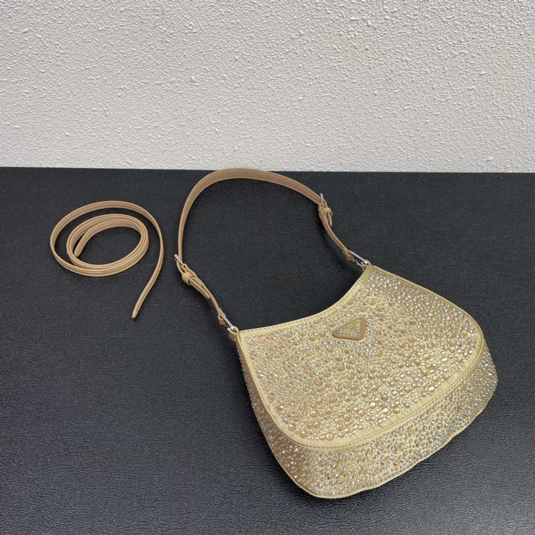 Prada 1BC169 Prada Cleo satin bag with appliqués Gold | prada 1bc169 prada cleo satin bag with appliques gold 006
