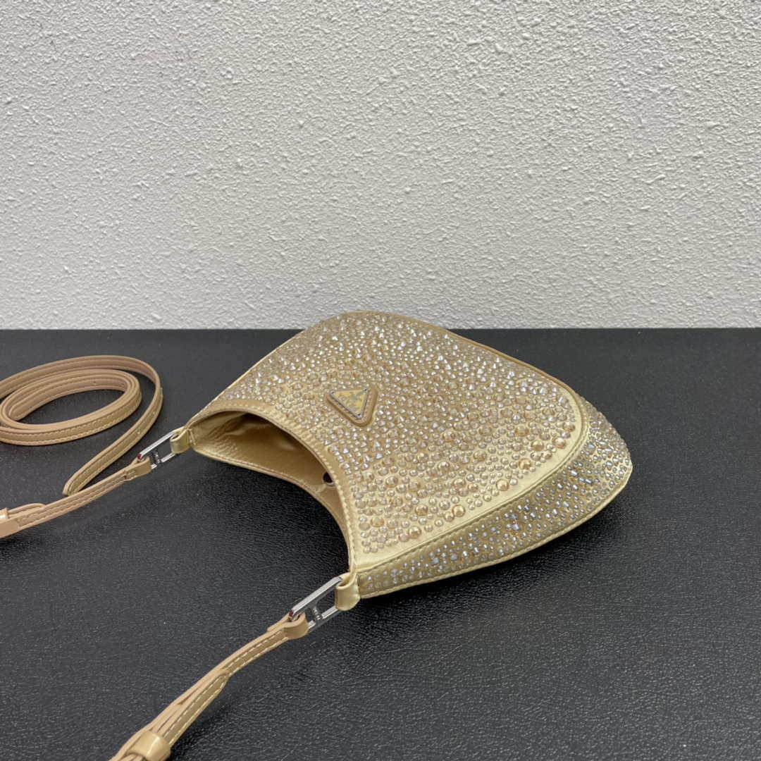 Prada 1BC169 Prada Cleo satin bag with appliqués Gold | prada 1bc169 prada cleo satin bag with appliques gold 007