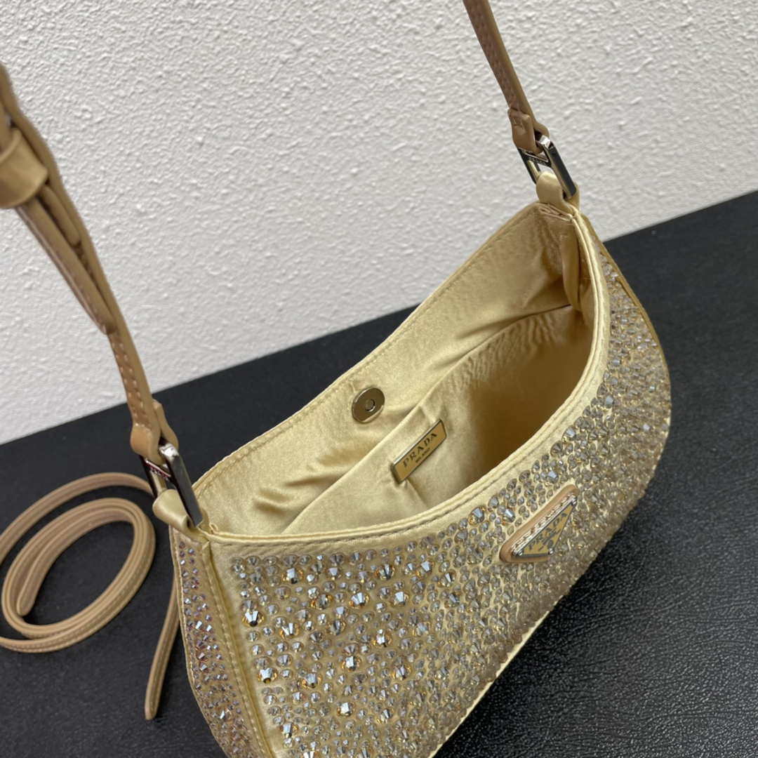 Prada 1BC169 Prada Cleo satin bag with appliqués Gold | prada 1bc169 prada cleo satin bag with appliques gold 008