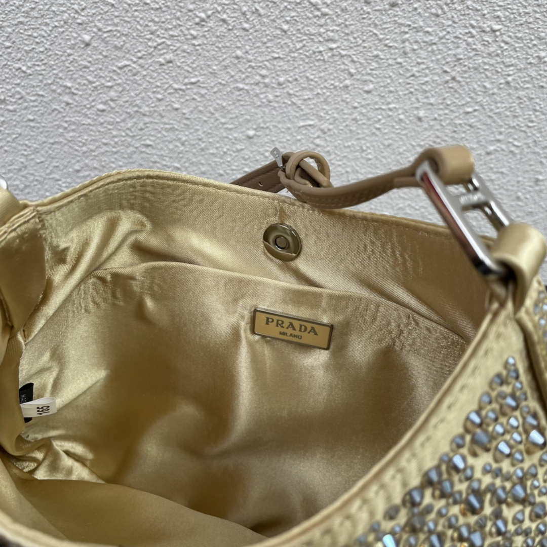 Prada 1BC169 Prada Cleo satin bag with appliqués Gold | prada 1bc169 prada cleo satin bag with appliques gold 009