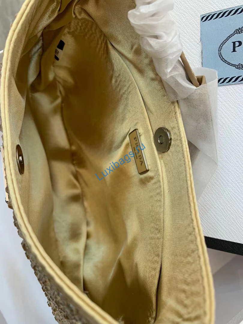 Prada 1BC169 Prada Cleo satin bag with appliqués Gold | prada 1bc169 prada cleo satin bag with appliques gold 014