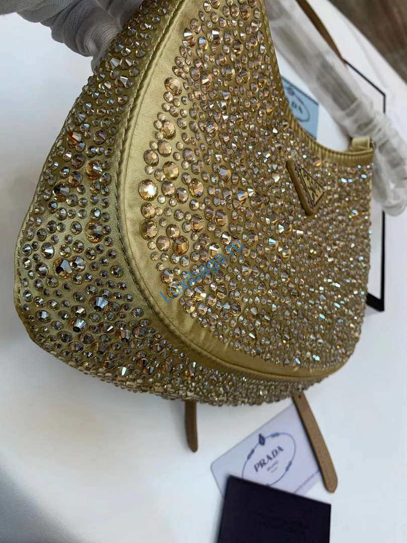 Prada 1BC169 Prada Cleo satin bag with appliqués Gold | prada 1bc169 prada cleo satin bag with appliques gold 015