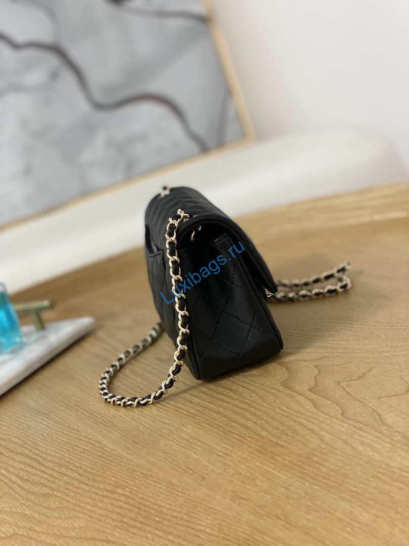 Chanel A01113 Flap Handbag Classic Bag Black Lambskin Gold With Ball | chanel a01113 flap handbag classic bag black lambskin gold with ball 007