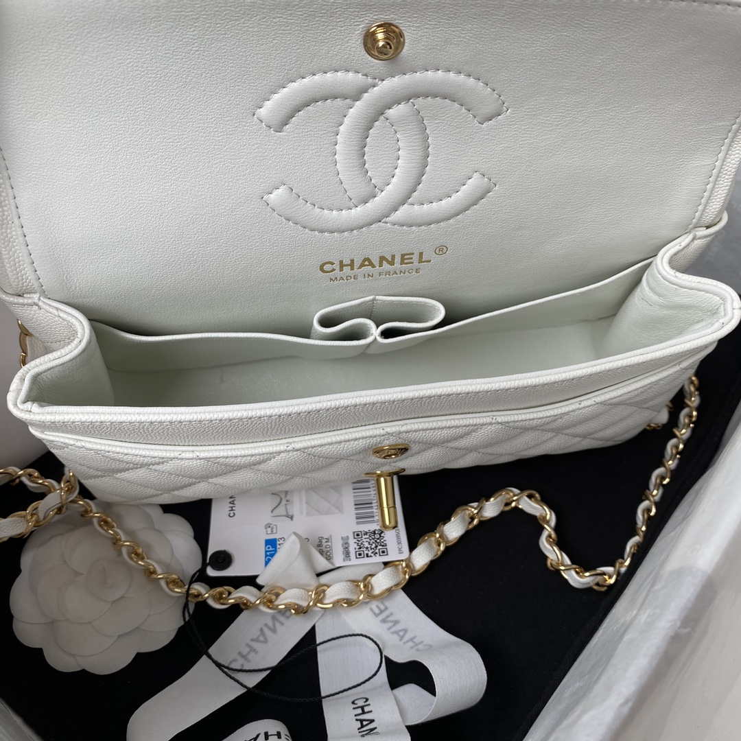 Chanel A01113 Flap Handbag Classic Bag Grained shiny Calfskin White Gold | chanel a01113 flap handbag classic bag grained shiny calfskin white gold 007
